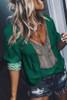 Deep V Neck  Patchwork Printed  Blouses