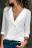 V Neck  Single Breasted  Plain  Blouses V Neck  Single Breasted  Plain  Blouses