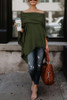 Off Shoulder  Asymmetric Hem  Plain T-Shirts