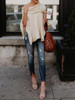 Off Shoulder  Asymmetric Hem  Plain T-Shirts