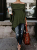 Off Shoulder  Asymmetric Hem  Plain T-Shirts