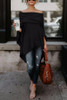 Off Shoulder  Asymmetric Hem  Plain T-Shirts