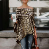 Off Shoulder Leopard Printed Asymmetric Blouse
