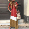 Ankle-Length Short Sleeve V-Neck Pullover Casual Maxi Dress