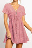 Fashion V-Neck Short-Sleeved Dot   Chiffon Mini Dress
