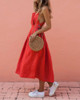 Sexy Strap Buttoned Waist Pleated Dress