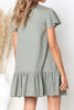 V Neck  Single Breasted  Plain  Short Sleeve Mini Casual Dresses