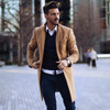 Fashion Lapel Collar Plain Button Packets Long Coat
