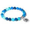 Handmade Natural Stone Lotus Ohm Buddha Beads Bracelet Pink Zebra Stone Lotus Charm Bracelet for Women Men Yoga  Jewelry Gifts