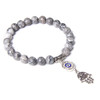 Handmade Natural Stone Lotus Ohm Buddha Beads Bracelet Pink Zebra Stone Lotus Charm Bracelet for Women Men Yoga  Jewelry Gifts