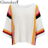 Casual crochet striped knitted sweater