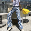 Stripe High Waist Wide Leg Jeans