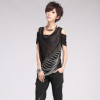 Fashion Hollow Off Shoulder V Neck T-Shirts