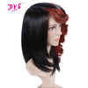 Women Natural Ombre Black To Red  Heat Resistant Wigs