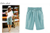 Women Candy Color Elastic Waist Shorts