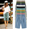 Women Candy Color Elastic Waist Shorts