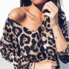 Fashion stretchable Leopard V Neck Tops