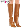 WETKISS Knee High Boots Women High Heels Thick Boots