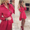 New Autumn Fashion Women Shirt Dress Small Dots Printed Fashion Top