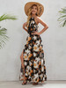 Tie Back Lace Insert Split Thigh Floral Cami Dress