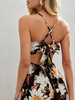 Tie Back Lace Insert Split Thigh Floral Cami Dress