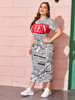 Plus Newspaper Print Dress