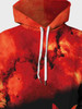 Men Colorblock Bat Print Drawstring Hoodie