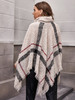 Plus Plaid Turtleneck Distressed Poncho Sweater