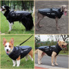 Large Dog Fur Collar Waterproof Coat With Removable Harness