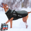 Large Dog Fur Collar Waterproof Coat With Removable Harness