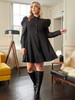 Plus Pearl Beaded Gigot Sleeve Shirt Dress