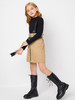 Girls Zip Front Suspender Dress With PU Leather Belt