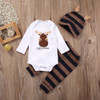 Baby Boys Clothing Sets Xmas Little moose Newborn Baby Boy Girls Clothes Long Sleeve Romper Jumpsuit Long Pants +hat Outfits