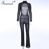 Mesh Women Jumpsuits Backless Tiger Print