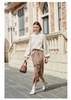 Retro High Waist Tassels Asymmetry Midi Wrap Skirt Houndstooth Vintage skirt Femme Slim