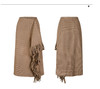 Retro High Waist Tassels Asymmetry Midi Wrap Skirt Houndstooth Vintage skirt Femme Slim