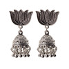 Ethnic Indian Gypsy Boho Jhumka Earrings Oxidized Gold/Silver Lotus