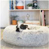 Calming Donut Dog Bed in Shag Fur, Machine Washable Pet Bed
