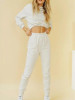 long sleeve crop top and long pants two-piece set