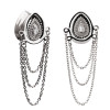 Stainless Steel Tear-Shaped Ear Gauge Plug Double Flared Zircon