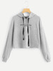 Drop Shoulder Drawstring Hoodie Crop Sweatshirt