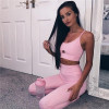 Pink Hollow Women Yoga set Bra+Pant