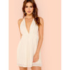 Open Back Plunging Halter Neck Dress
