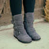 Women Casual Flat Heel Knitted Fabric Zipper Boots