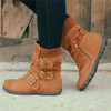 Women Casual Flat Heel Knitted Fabric Zipper Boots