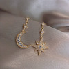 2020 New Arrival Crystal Trendy Star Women Dangle Earrings Star-moon Asymmetric Earrings Drop Earrings Jewelry Earrings