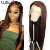 Remy Straight Ombre Ginger Red Honey Blonde Brown Long Lace Front Wig