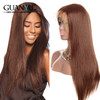 Remy Straight Ombre Ginger Red Honey Blonde Brown Long Lace Front Wig