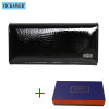 Free Gift Magnetic Hasp Wallet Women Genuine Leather Coin Purse Ladies Long Fashion Wallets Female Purses Card Hold Money Bag