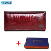 Free Gift Magnetic Hasp Wallet Women Genuine Leather Coin Purse Ladies Long Fashion Wallets Female Purses Card Hold Money Bag